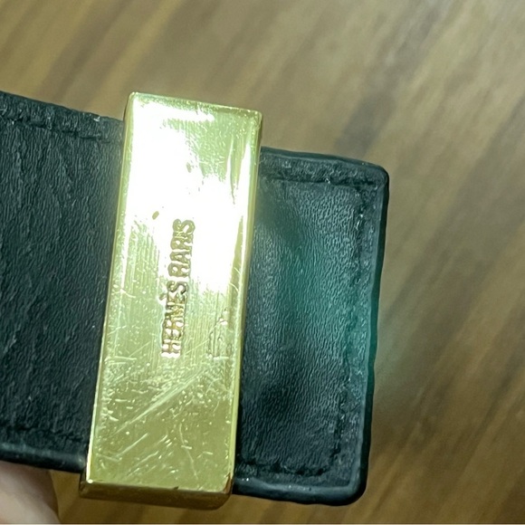 Hermes Collier de Chien leather cuff bracelet noir w/gold hardware fits 6” wrist - Picture 3 of 16